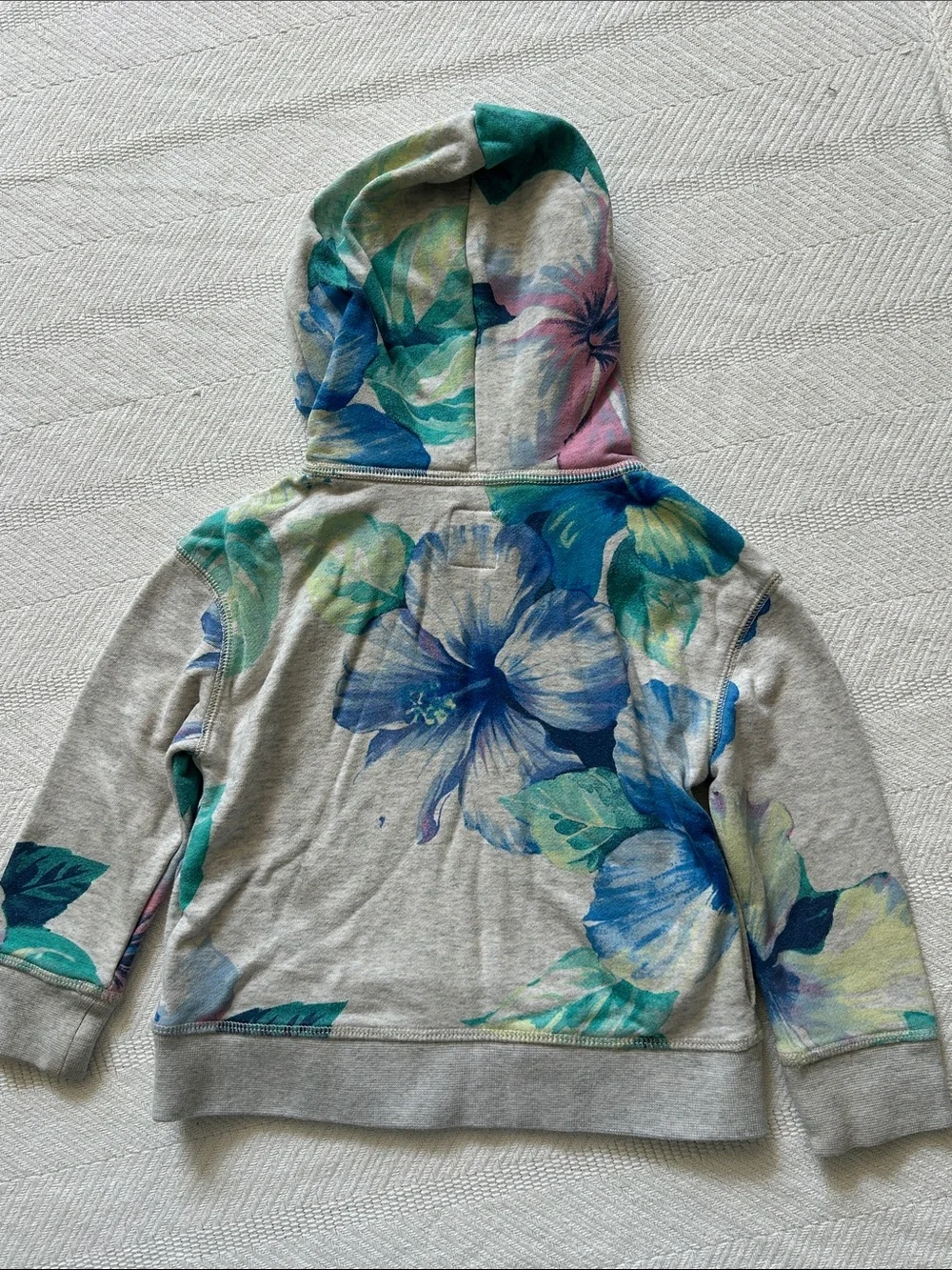 GAP Grey Hoodie with Blue & Teal Floral Design